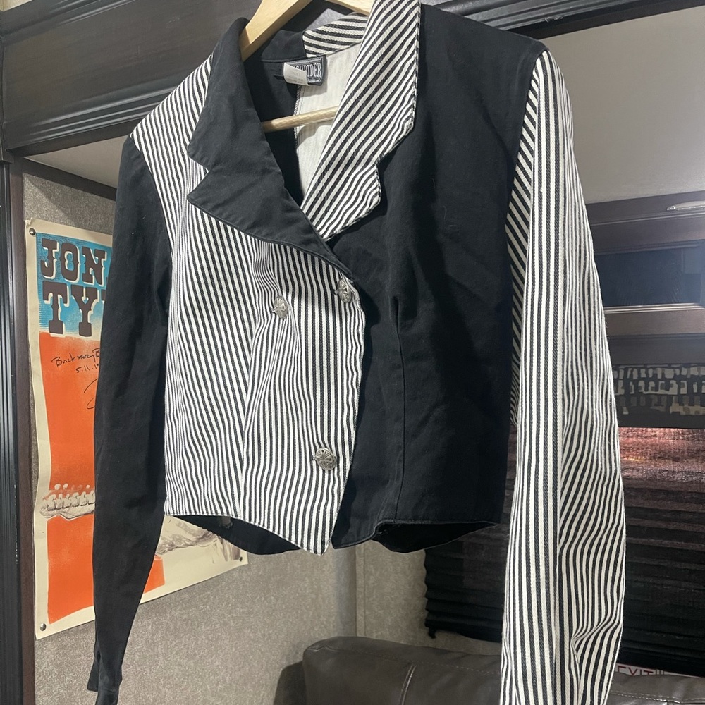 Black and White Striped Women's Blazer
